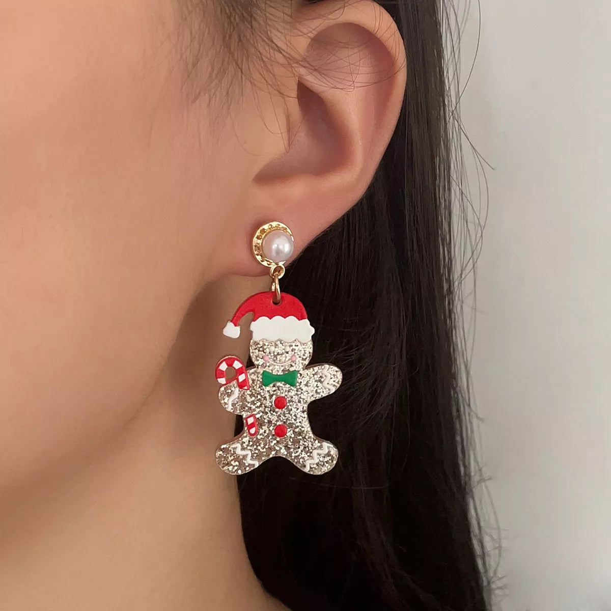 Trendsi Red / onesize Christmas Gingerbread Man Dangle Earrings