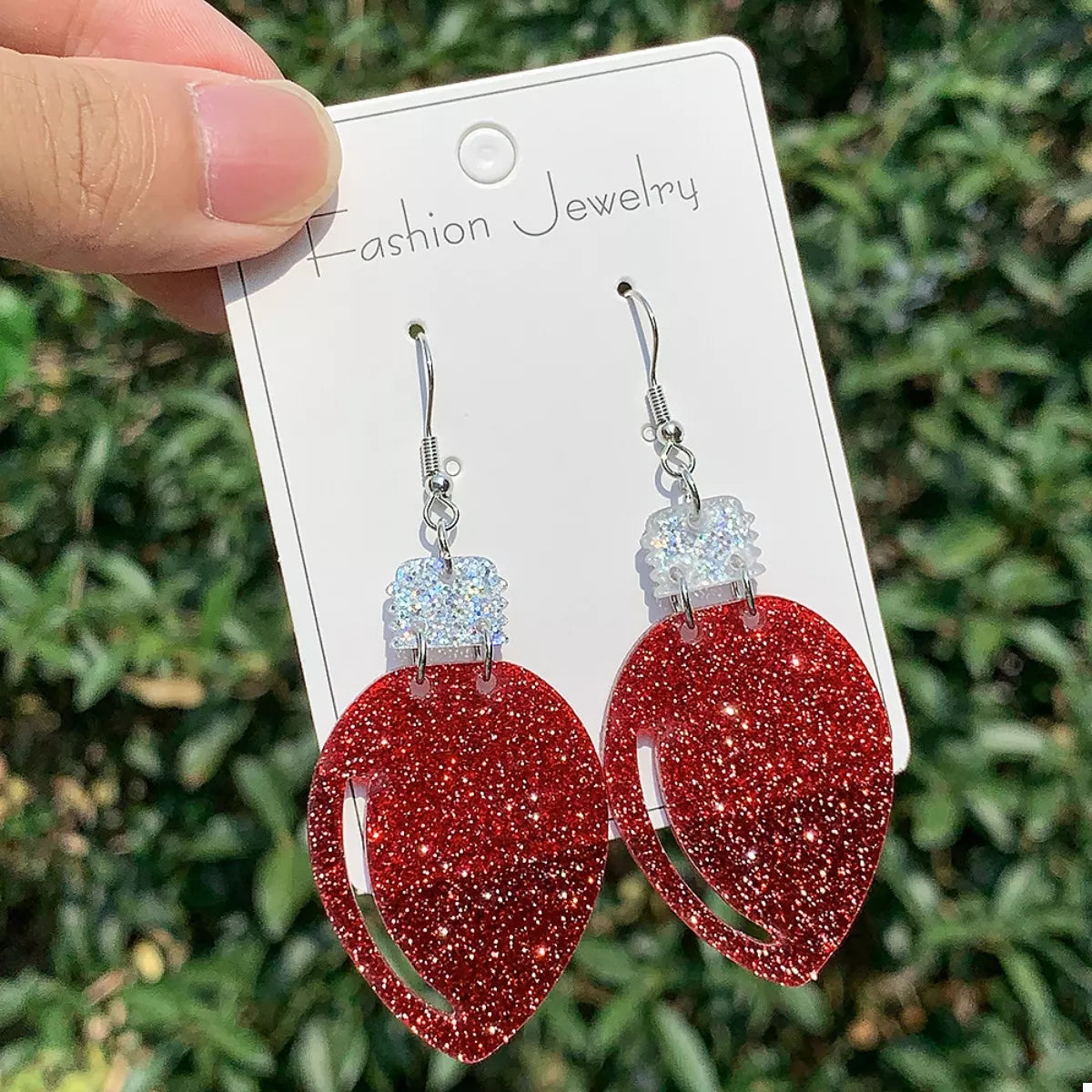 Trendsi Red / onesize Christmas Glitter Drop Earrings