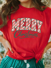 Trendsi Scarlet / S Merry Christmas Short Sleeve Graphic Tee