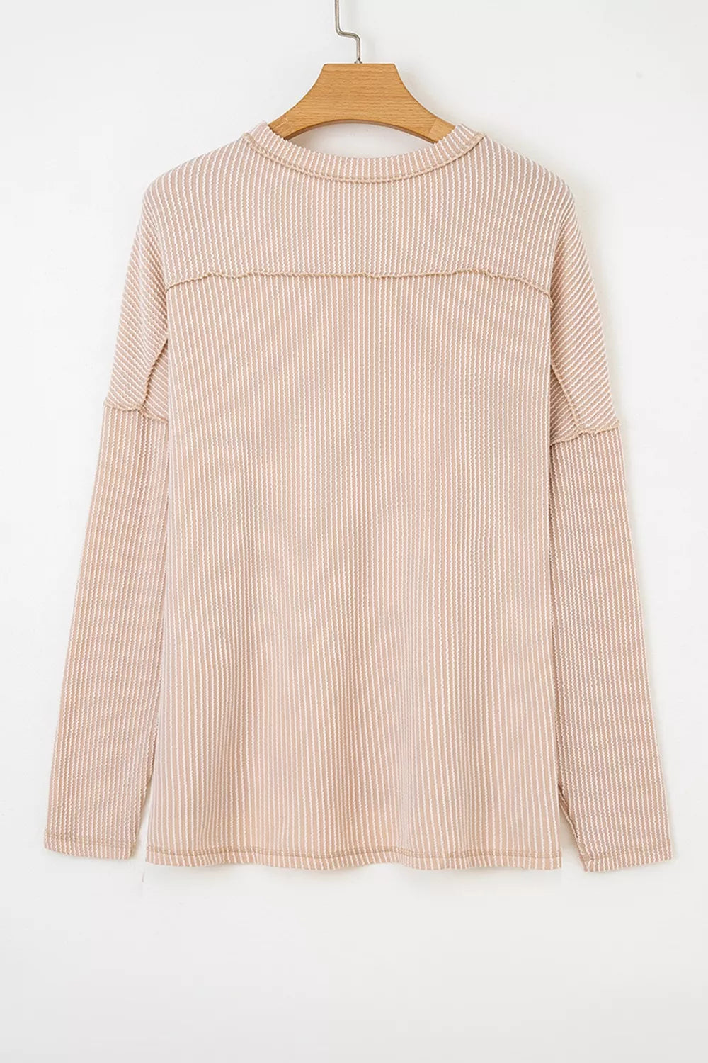 Trendsi Sequin Christmas Tree Exposed Seam Drop Shoulder Ribbed Long Sleeve Top