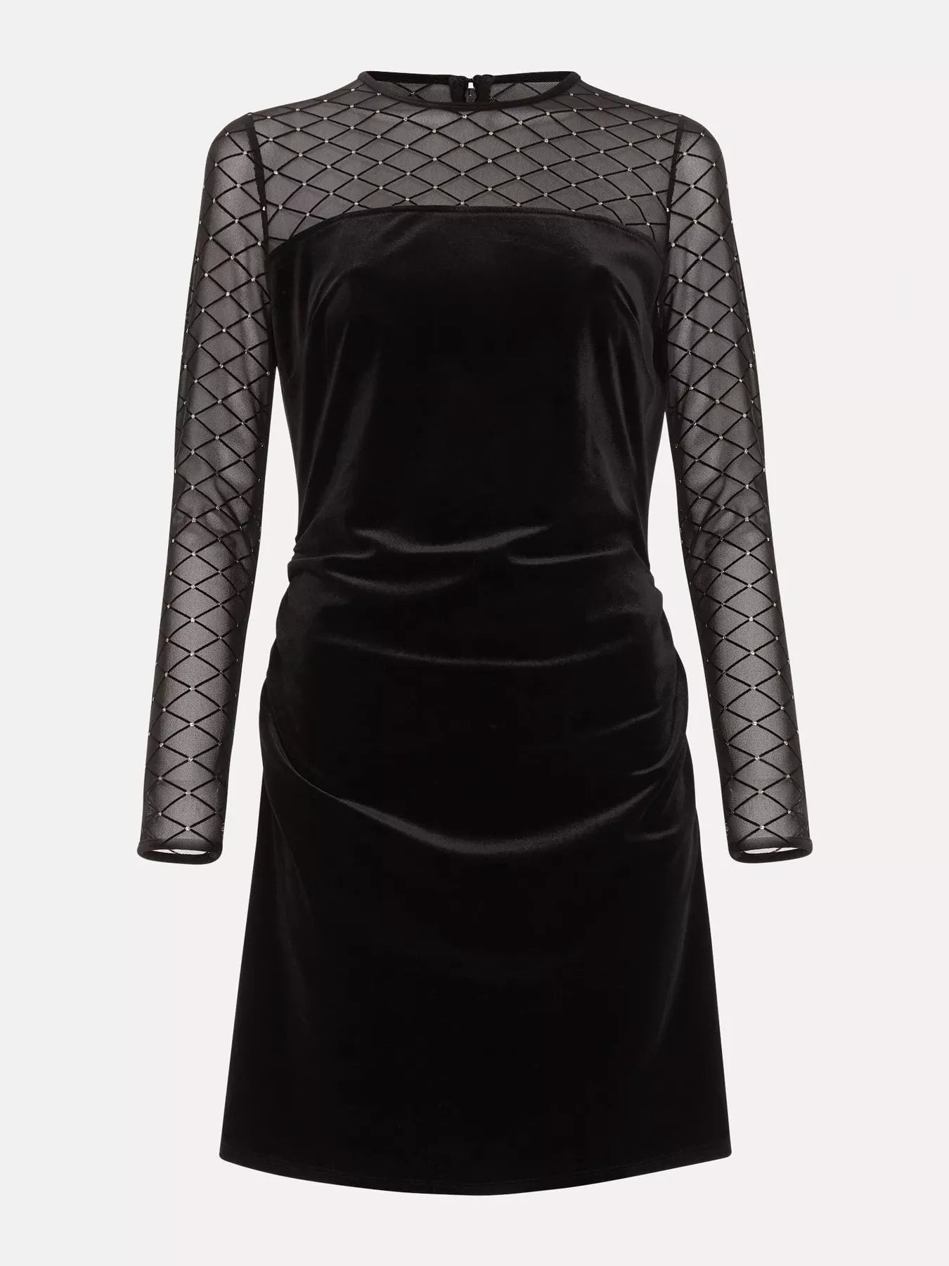 Trendsi Sparkle Mesh Sleeve Velvet Christmas Party Mini Dress