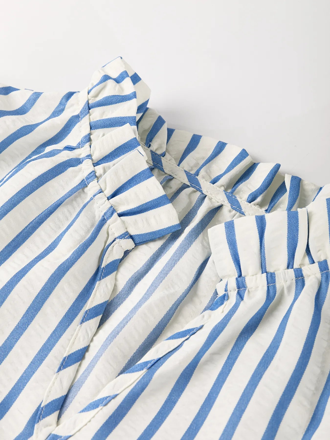 Trendsi Stripe Knotted Sleeve Notched Shift Mini Dress