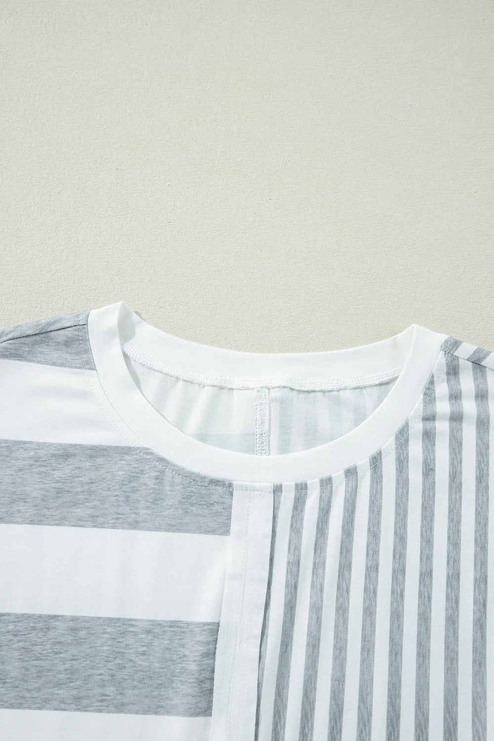 Trendsi Stripe Mixed Short Sleeve Shift Mini Tee Dress