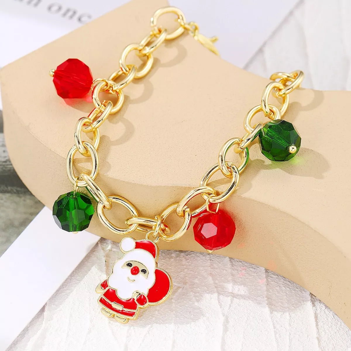Trendsi Style A / One Size Christmas Santa Snowman Bracelet with Colorful Crystal