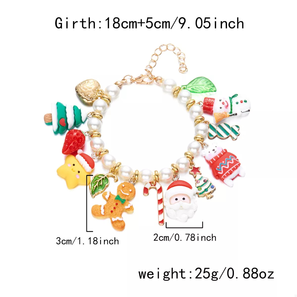 Trendsi White / One Size Christmas Charm Pearl Bracelet