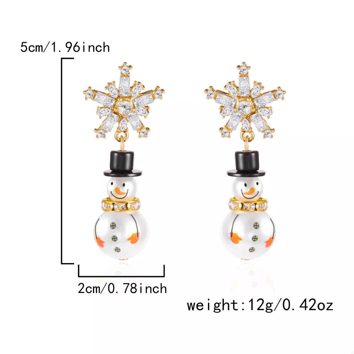 Trendsi White / One Size Christmas Snowman Drop Earrings