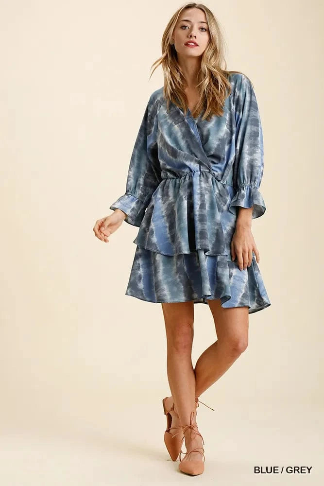 Umgee dresses Umgee Tie Dye Ruffled Layered Dress with Elastic Waistband