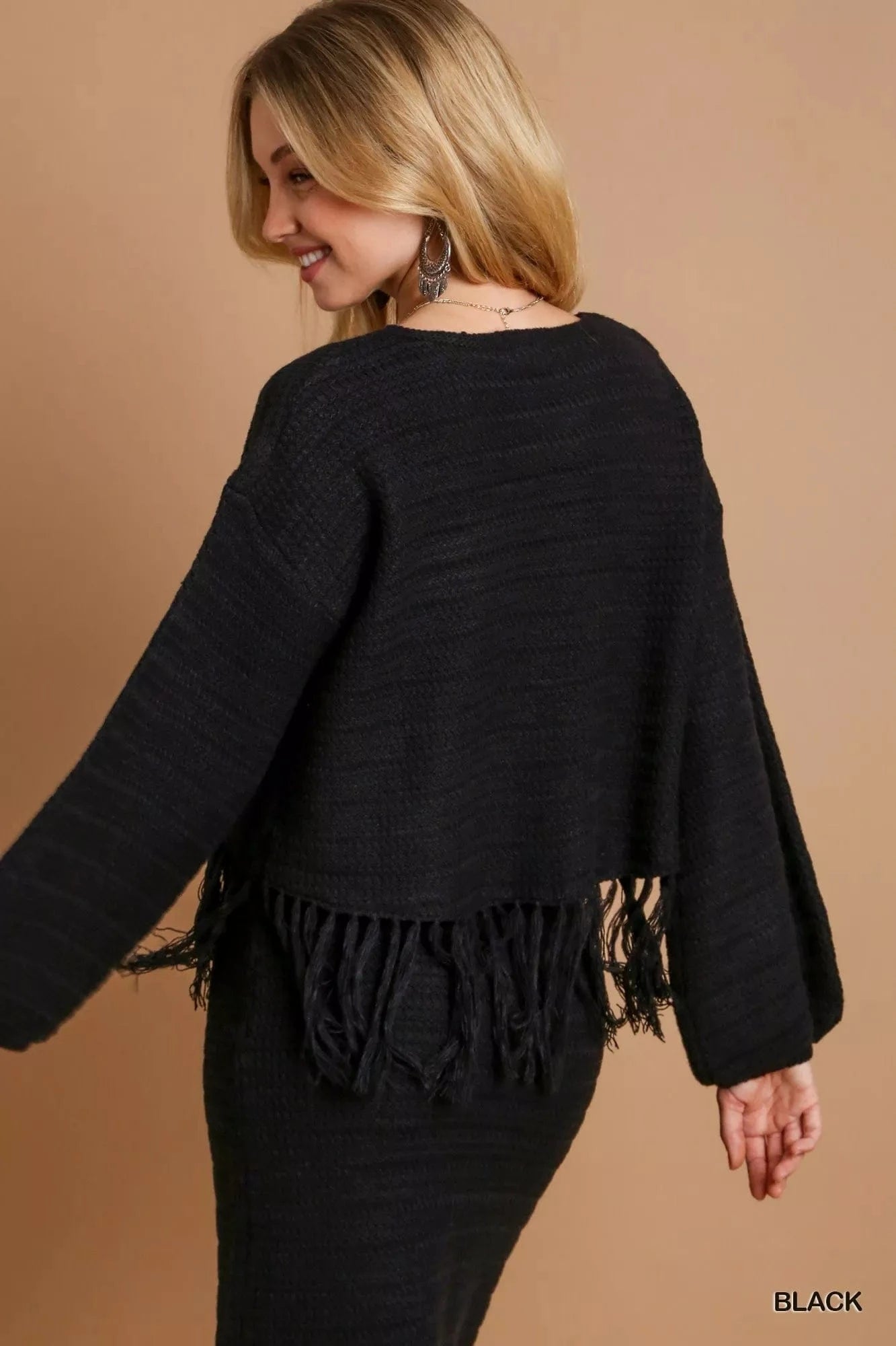 Umgee Knit Tops Umgee Crochet Knit Crop Top with Frey Hem