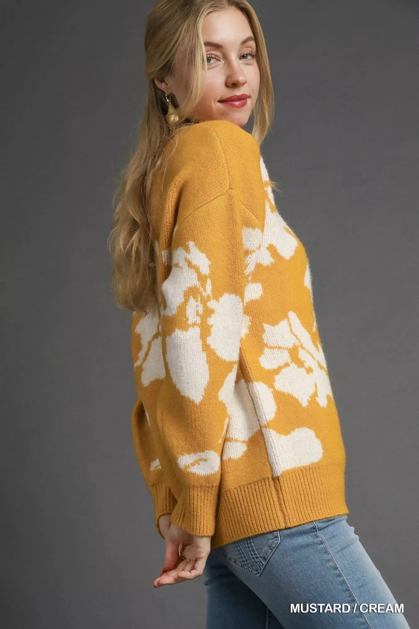 Umgee Knit Tops Umgee Floral Long Sleeve Sweater