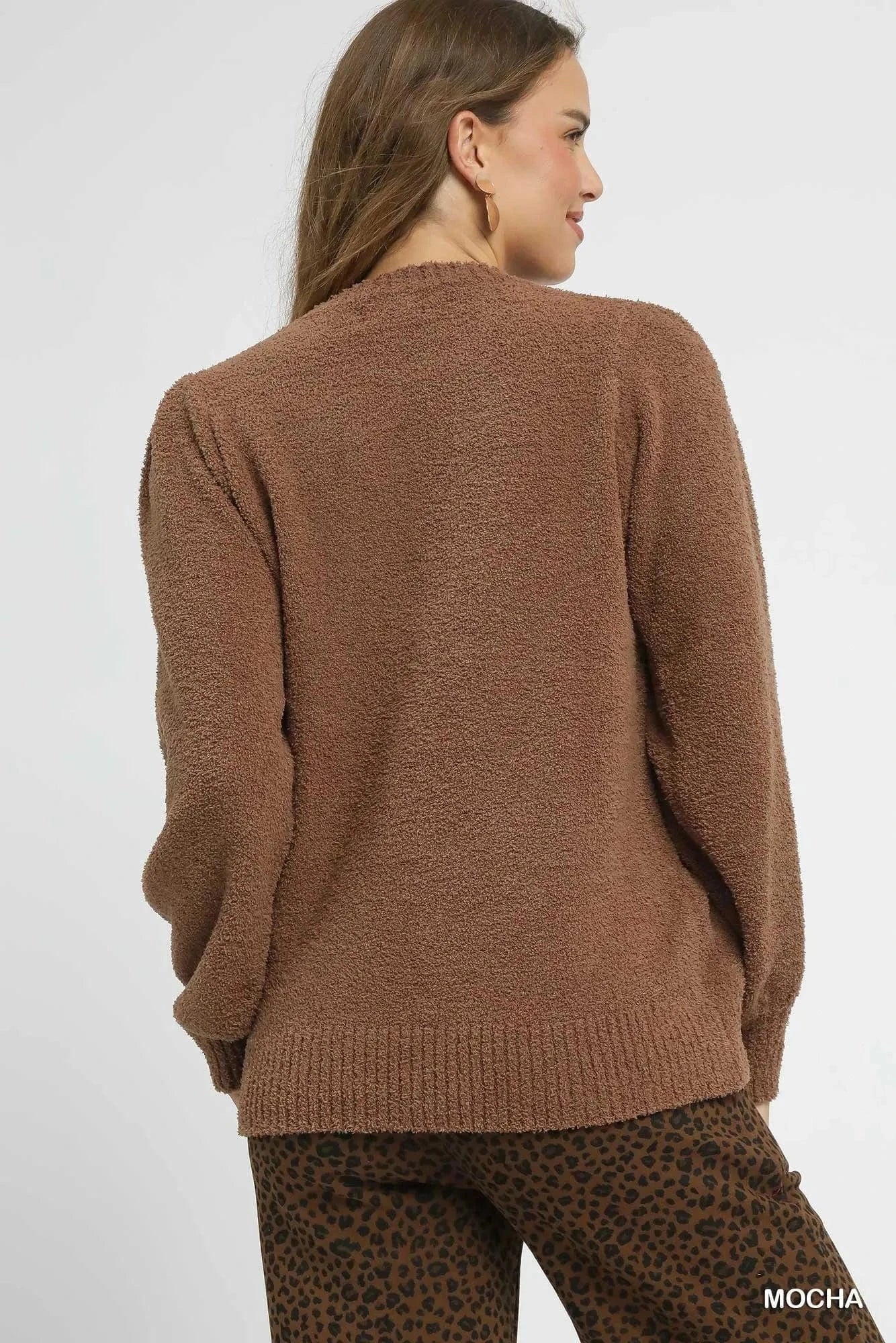 Umgee Sweater Dresses Umgee Textured Long Sleeve Sweater with Ribbed Trim