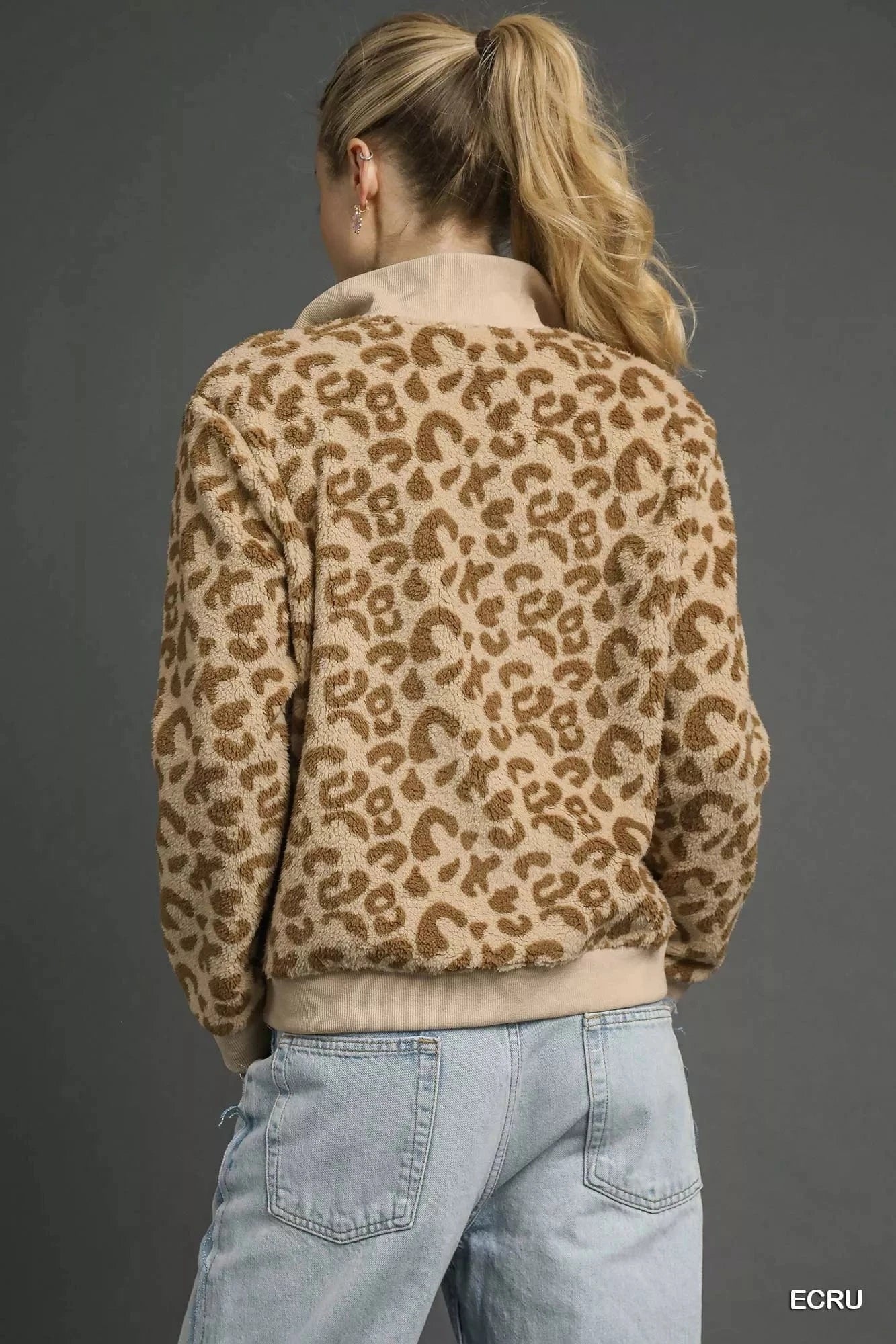 Umgee Sweatshirts & Hoodies Umgee Leopard Print Quarter-Zip Sweatshirt