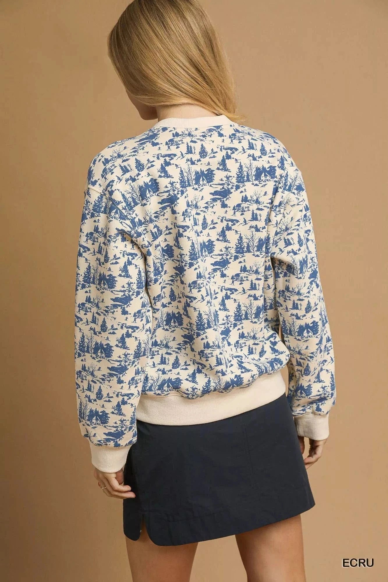 Umgee Sweatshirts & Hoodies Umgee Scenic Print Cropped Sweatshirt