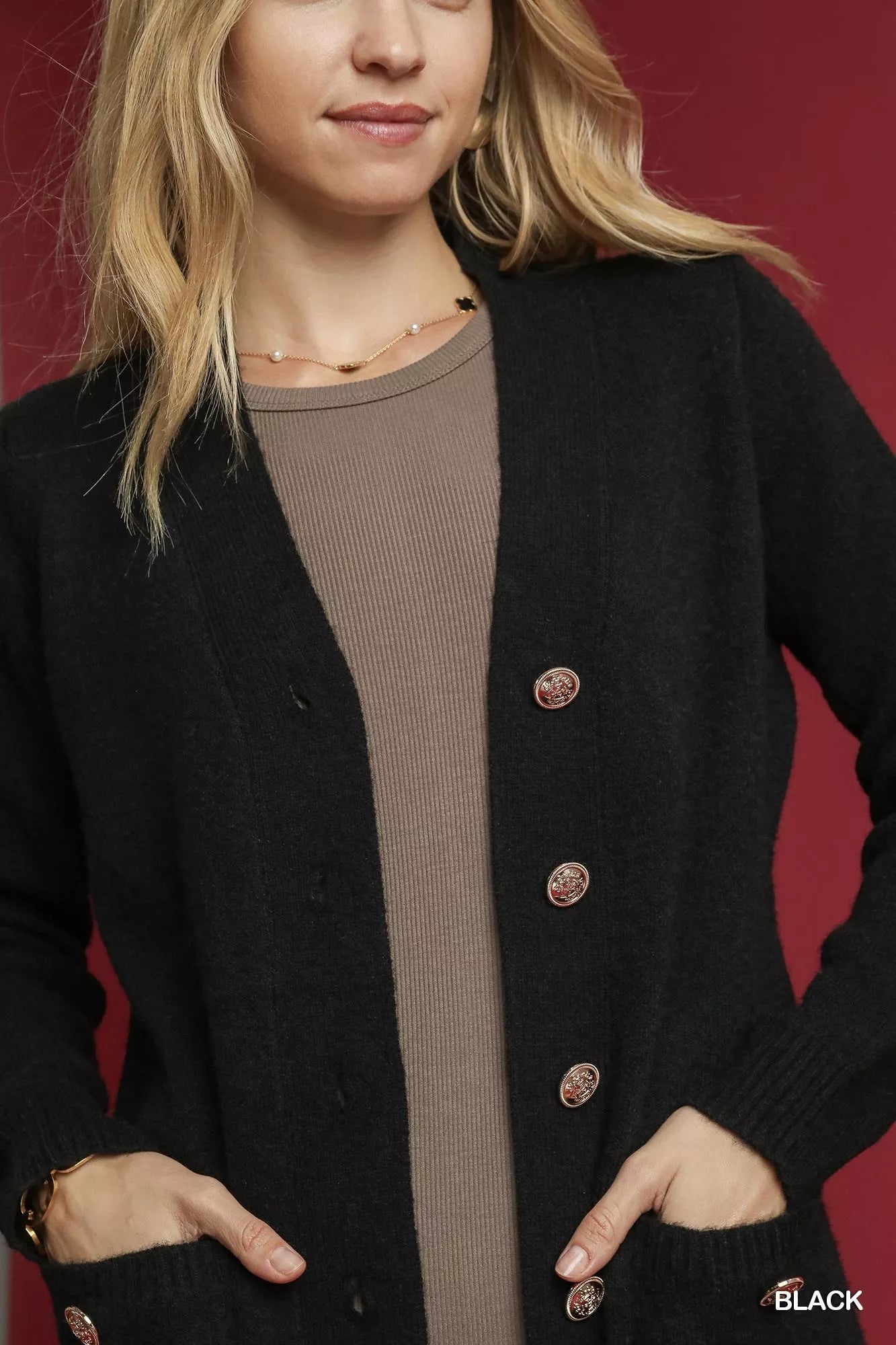 Umgee Umgee Button-Down Longline Sweater Cardigan with Front Pockets