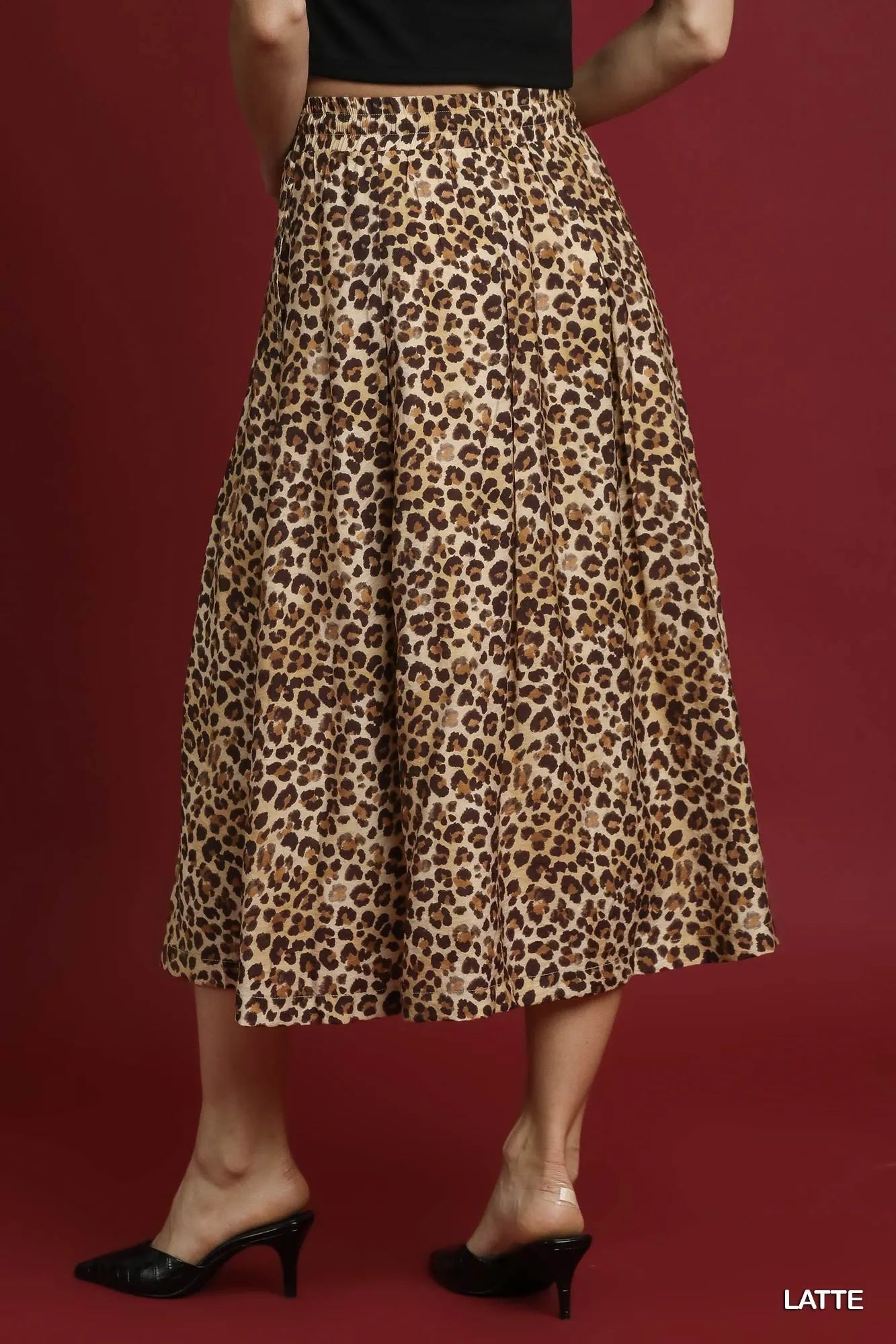 Umgee Umgee Drawstring Leopard Midi Skirt