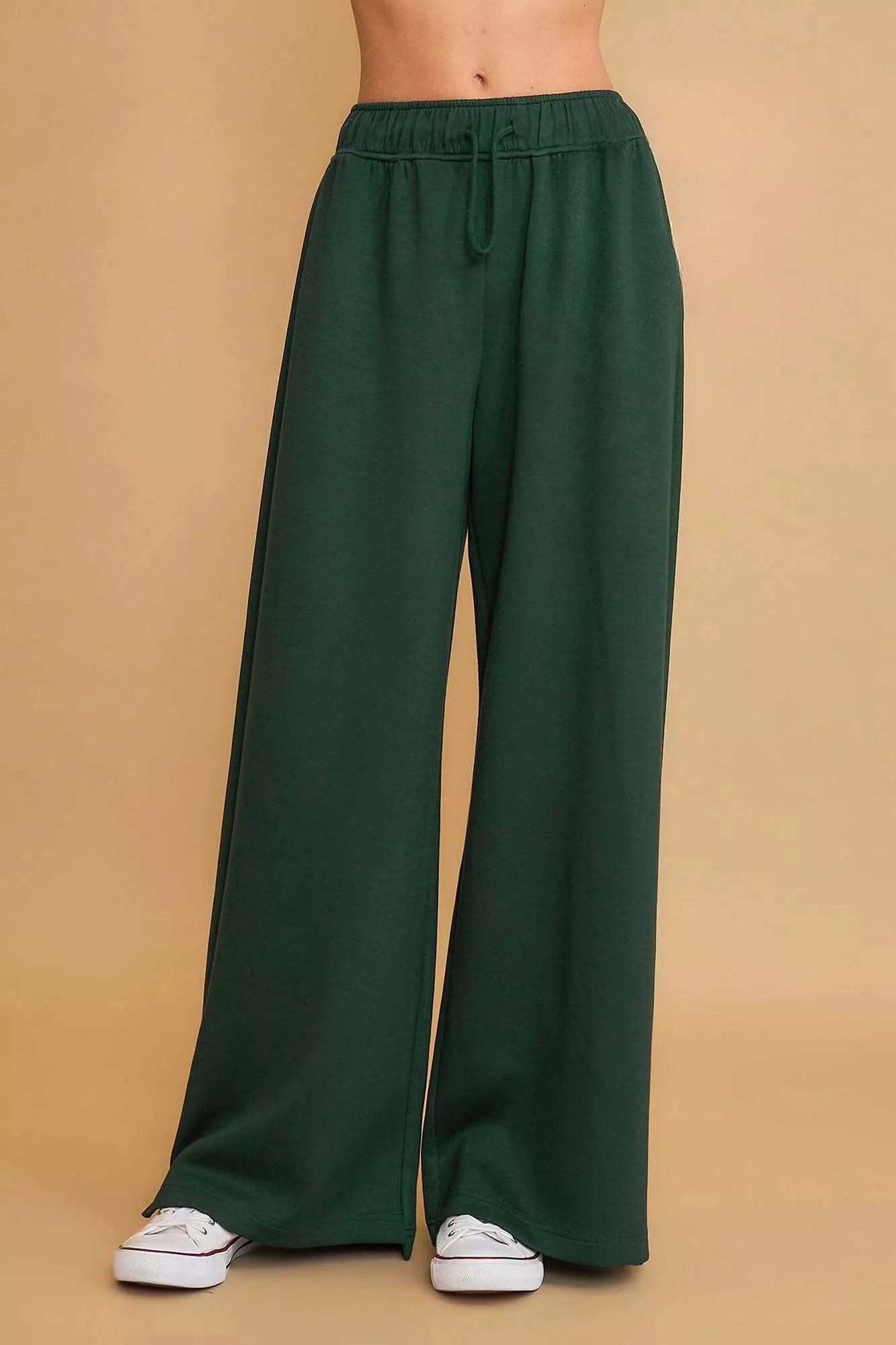 Umgee Umgee Elastic Drawstring Waistband Wide Leg Pants
