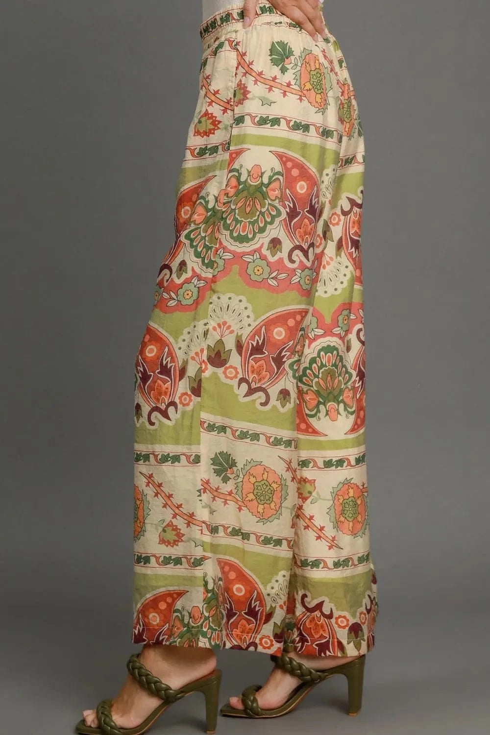 Umgee Umgee Full Size Wide Leg Border Print Pants Plus Size