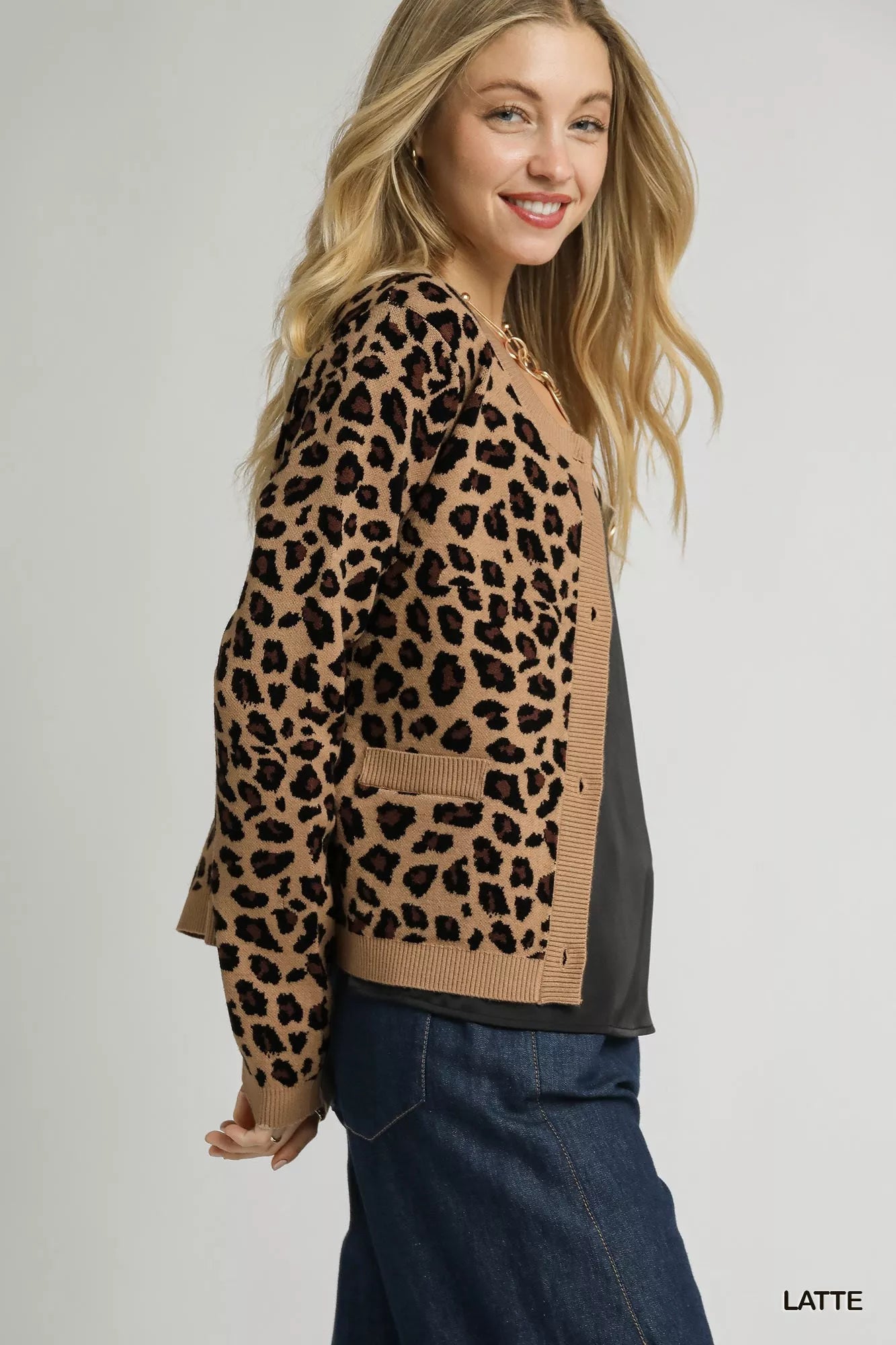 Umgee Umgee Leopard Print Button-Down Cardigan