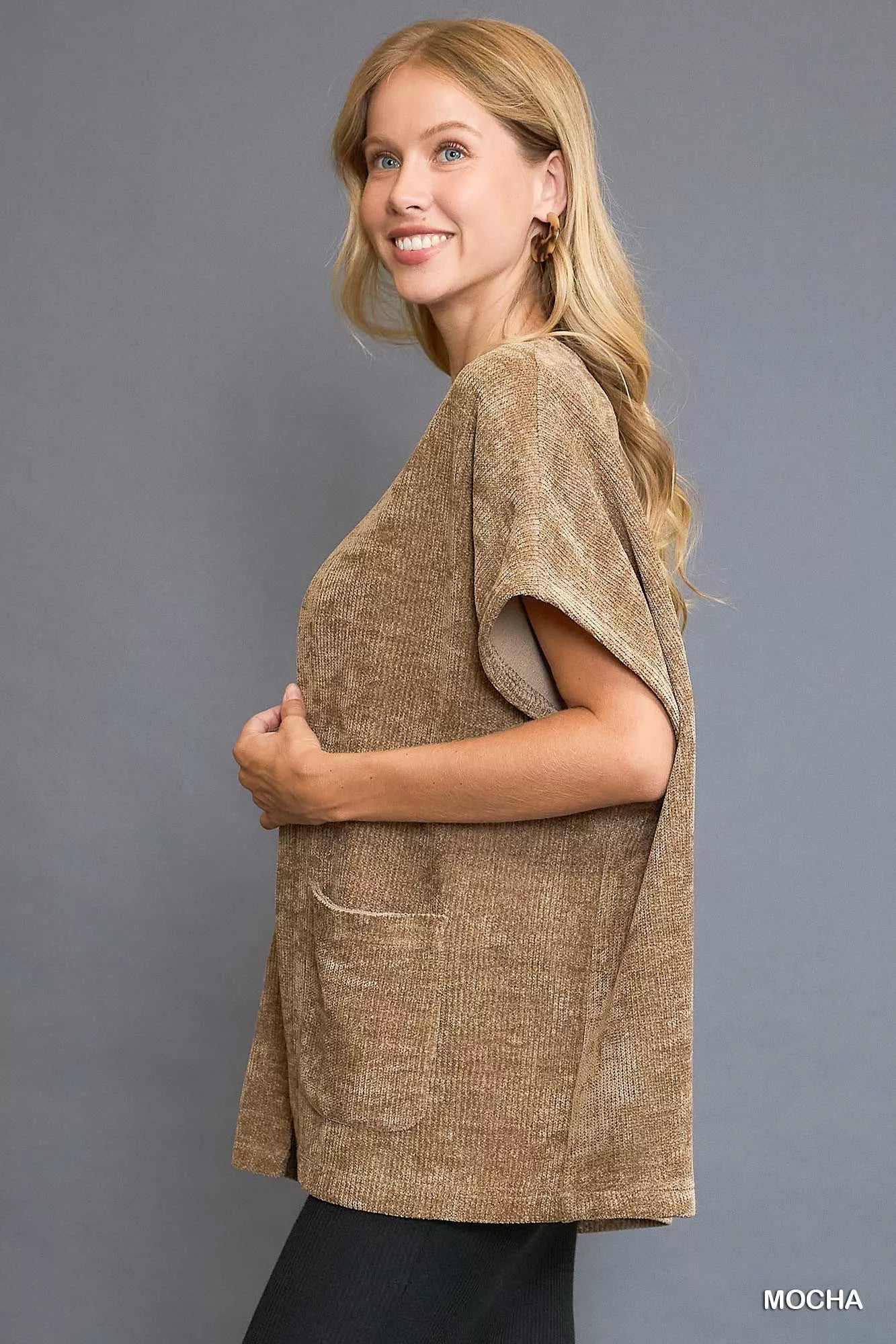 Umgee Umgee Open Front Knit Cardigan with Front Pockets