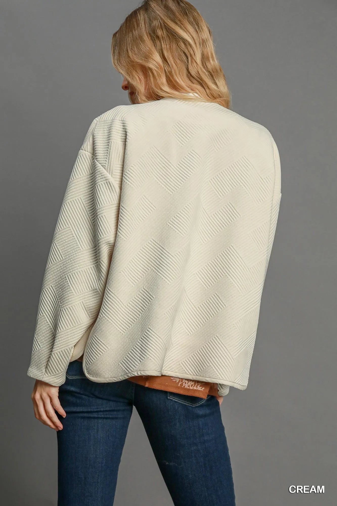 Umgee Umgee Textured Jacquard Jacket – Buttoned Pocketed Style