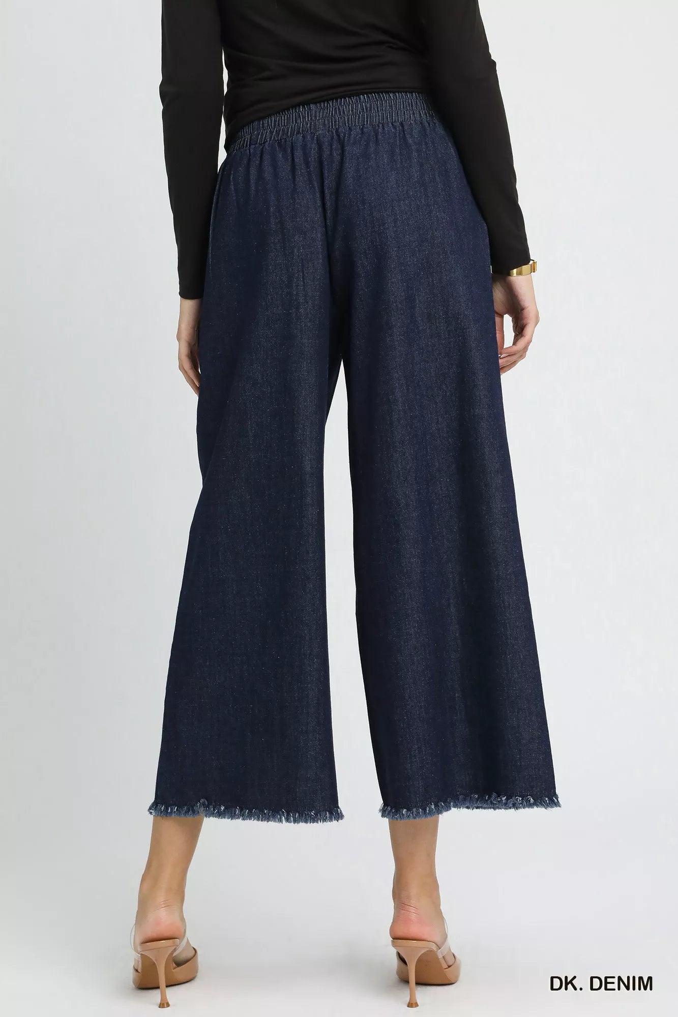 Umgee Umgee Washed Fringe Hem Wide Leg Jeans