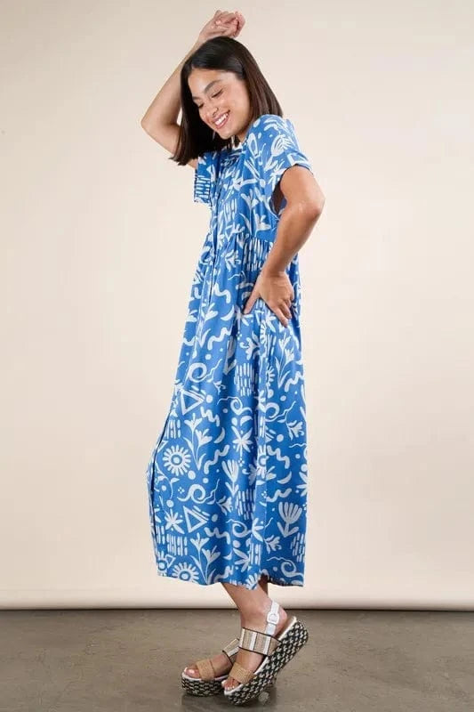Very J dresses VERY J Plus Size Oversized Printed Shirt Midi Dress