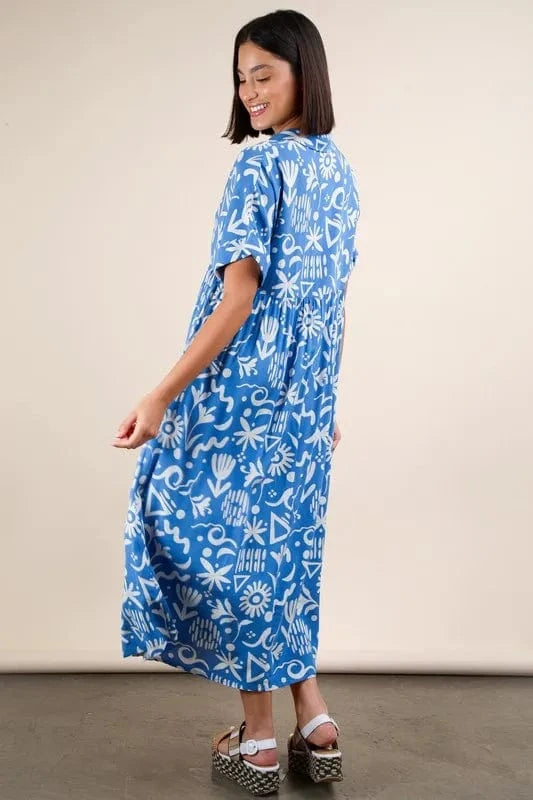 Very J dresses VERY J Plus Size Oversized Printed Shirt Midi Dress