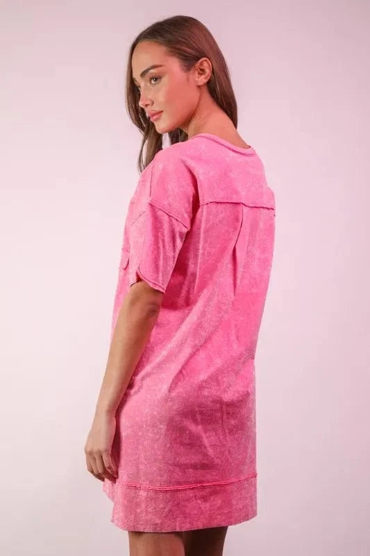 Very J Mini Dresses VERY J Plus Size Mineral Washed Knit Shift Mini Dress