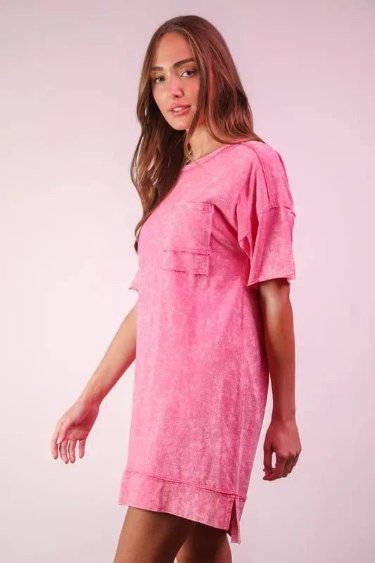 Very J Mini Dresses VERY J Plus Size Mineral Washed Knit Shift Mini Dress