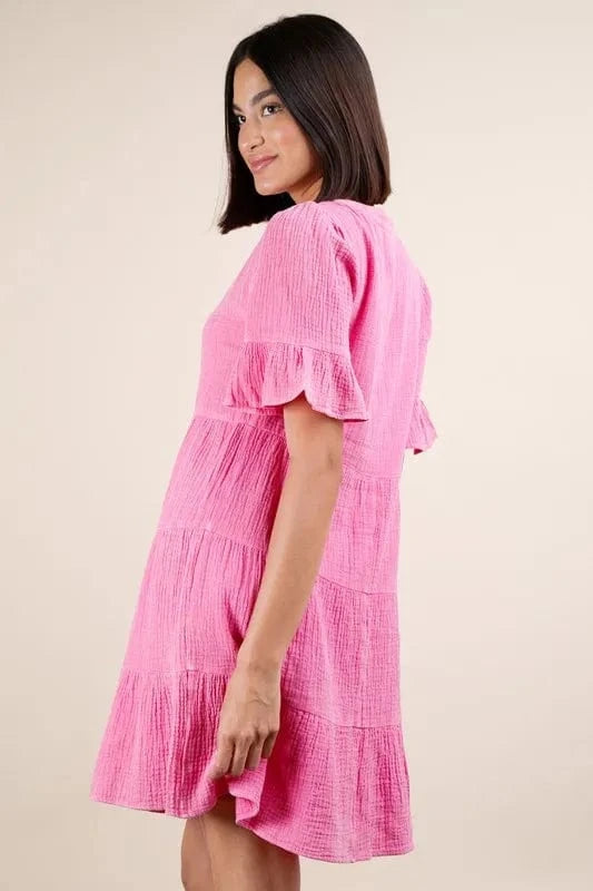 Very J Mini Dresses VERY J Plus Size Mineral Washed Woven Mini Dress