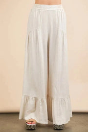 Very J Oatmeal / S VERY J Palazzo Elastic Waist Comfy Pants