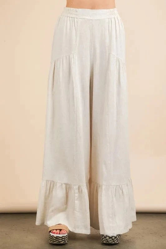 Very J Oatmeal / S VERY J Palazzo Elastic Waist Comfy Pants