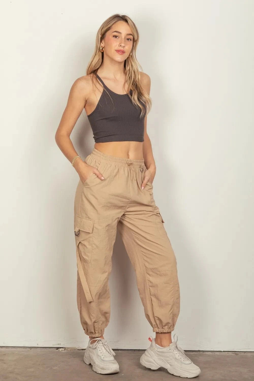 Very J VERY J Elastic Waist Woven Cargo Pants