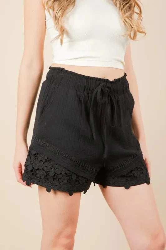 Very J VERY J Lace Contrast Detail Woven Shorts