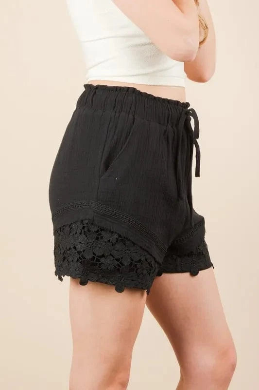 Very J VERY J Lace Contrast Detail Woven Shorts