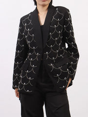 Vibrant Blazers Black / M Pearl Detail Long Sleeve Blazer