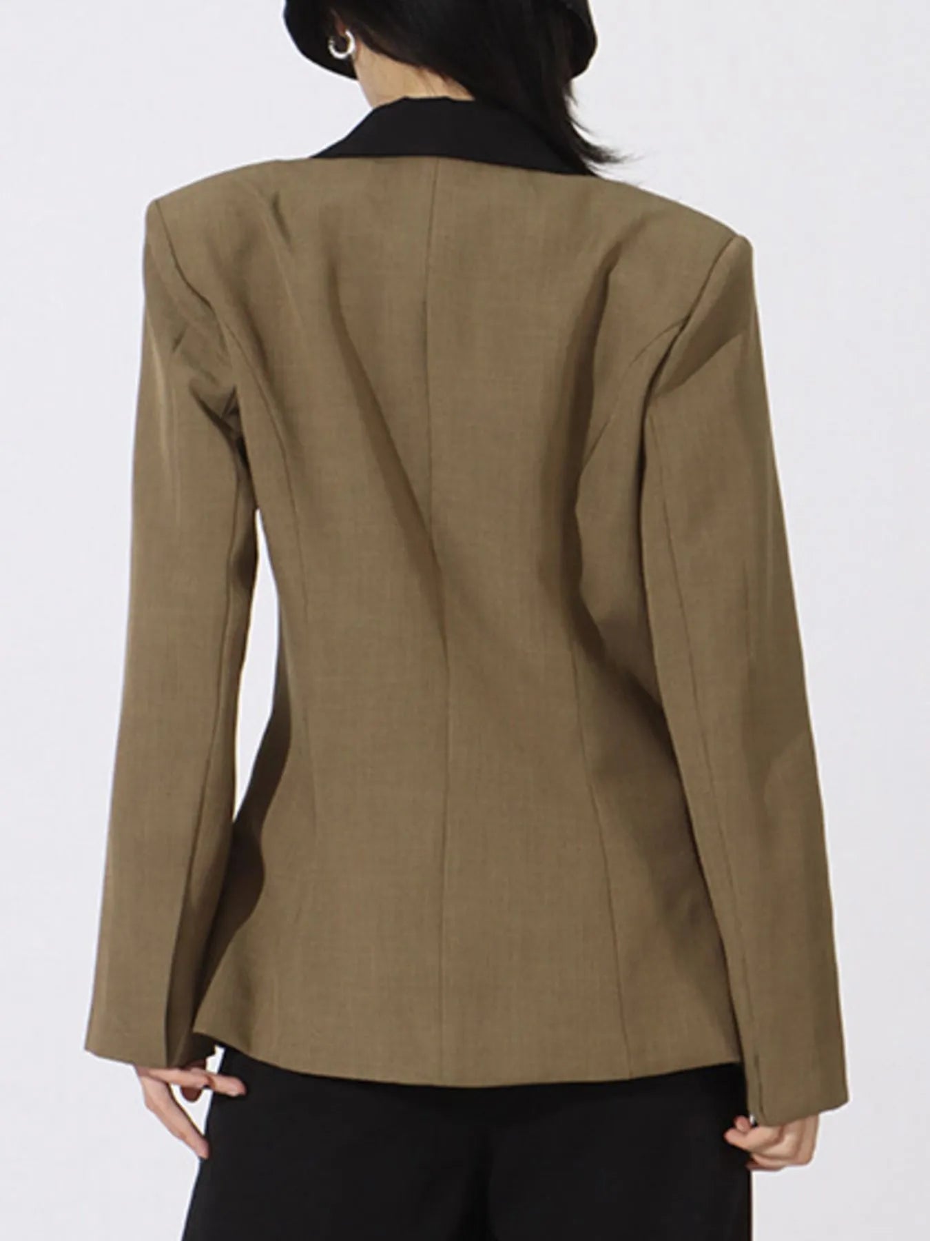Vibrant Blazers Contrast Lapel Collar Long Sleeve Blazer