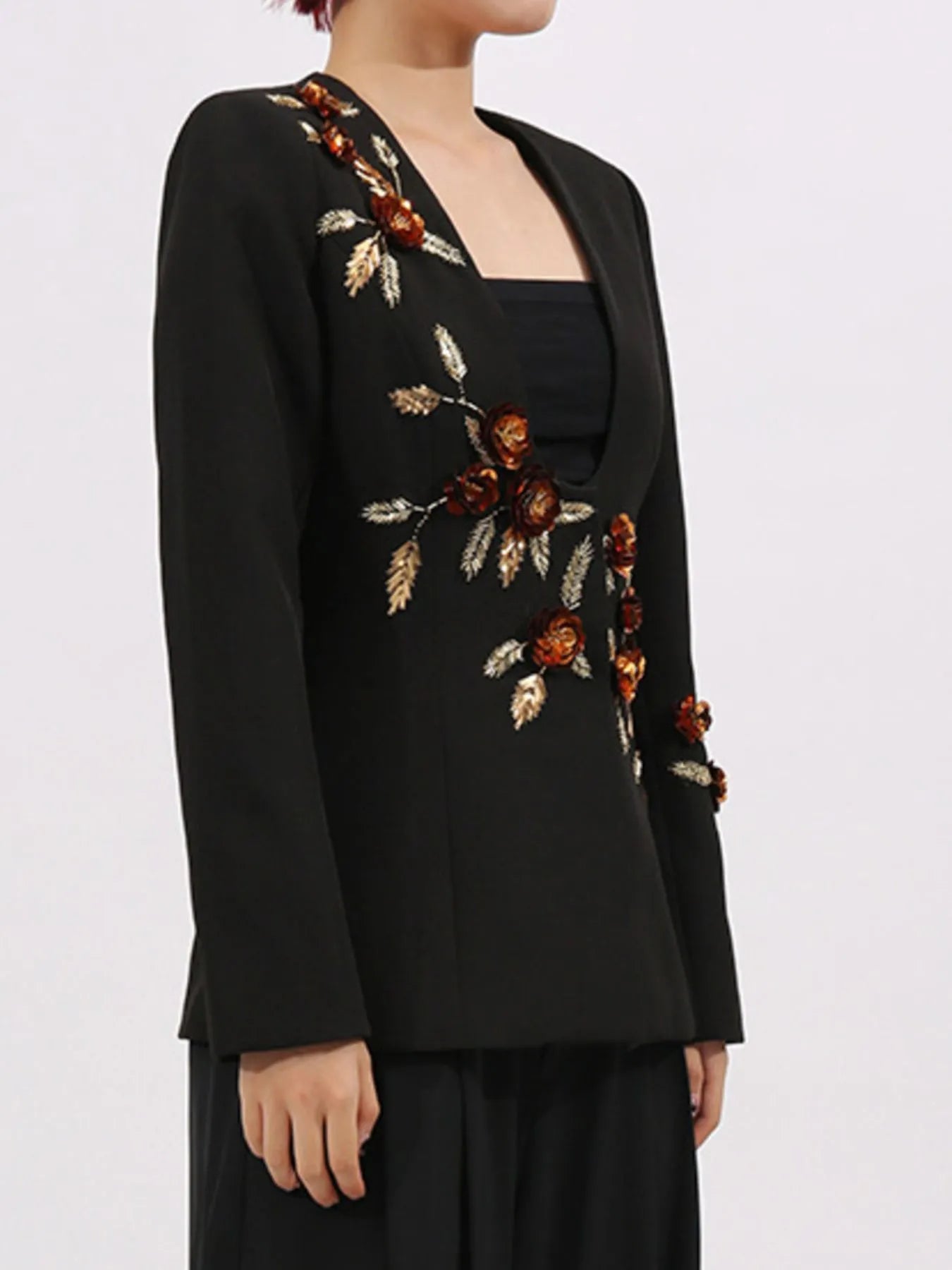 Vibrant Blazers Embroidered Long Sleeve Blazer