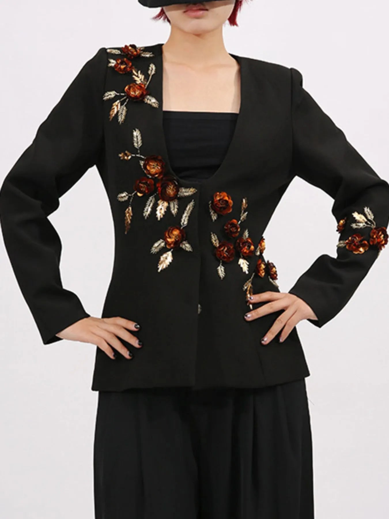 Vibrant Blazers Embroidered Long Sleeve Blazer