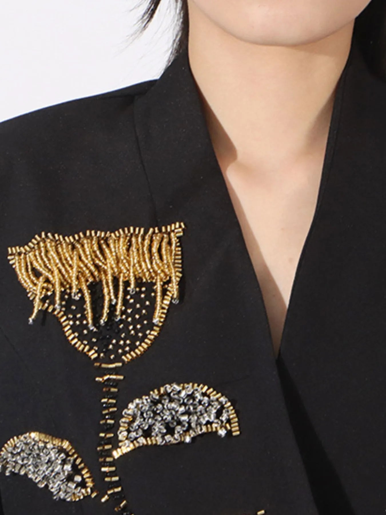 Vibrant Blazers Flower Button Front Long Sleeve Blazer