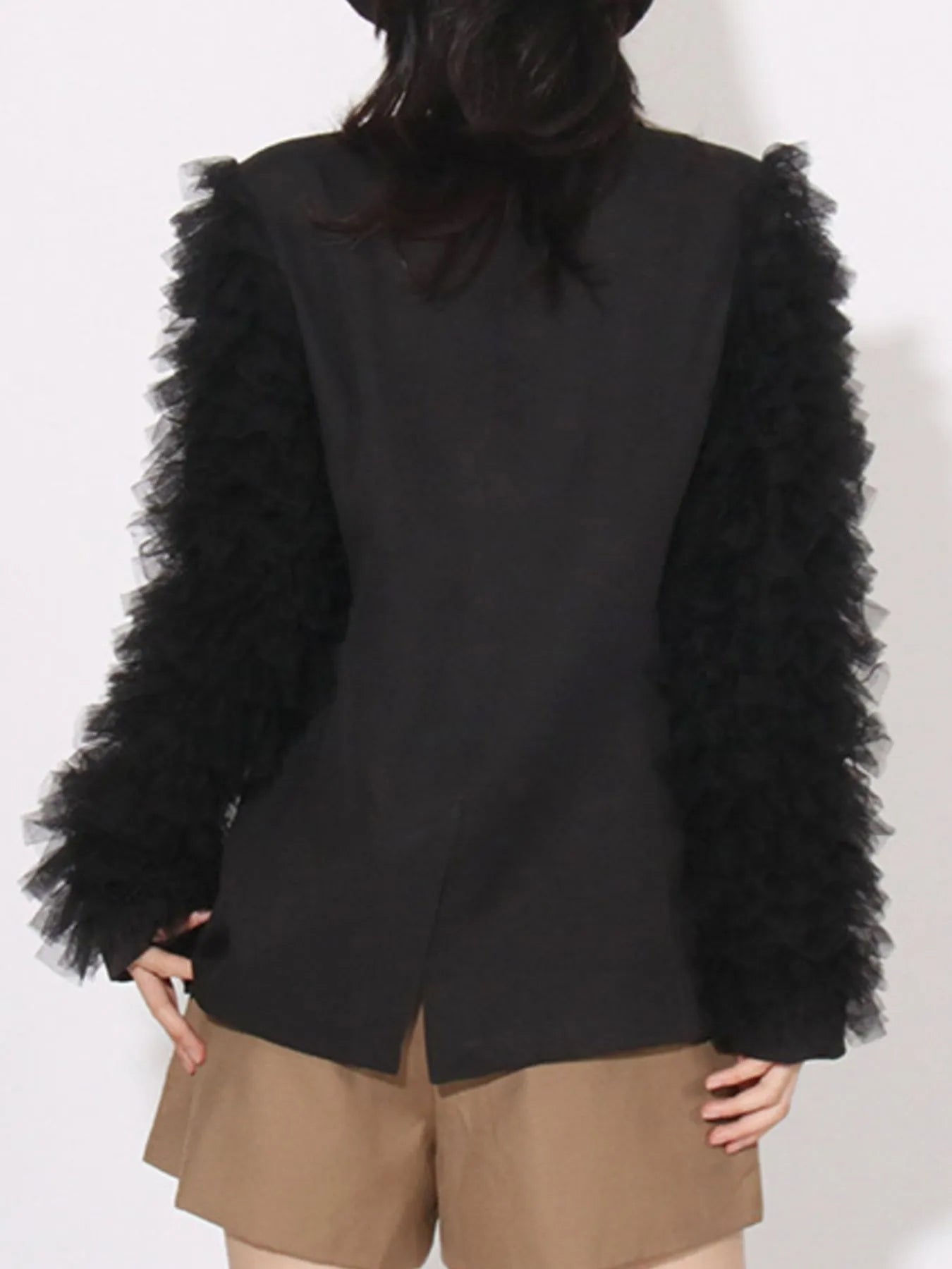 Vibrant Blazers One Button Mesh Long Sleeve Blazer