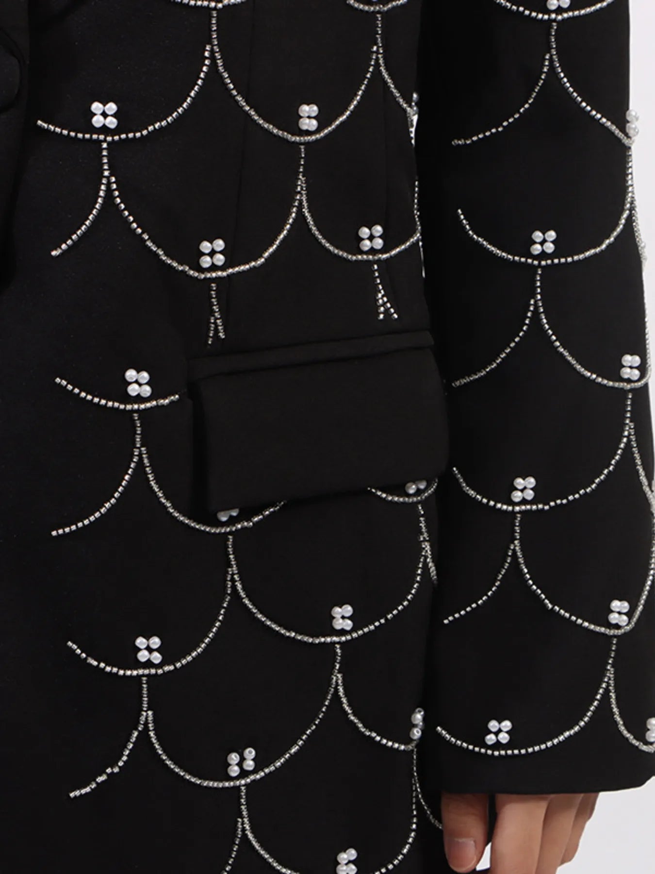 Vibrant Blazers Pearl Detail Long Sleeve Blazer