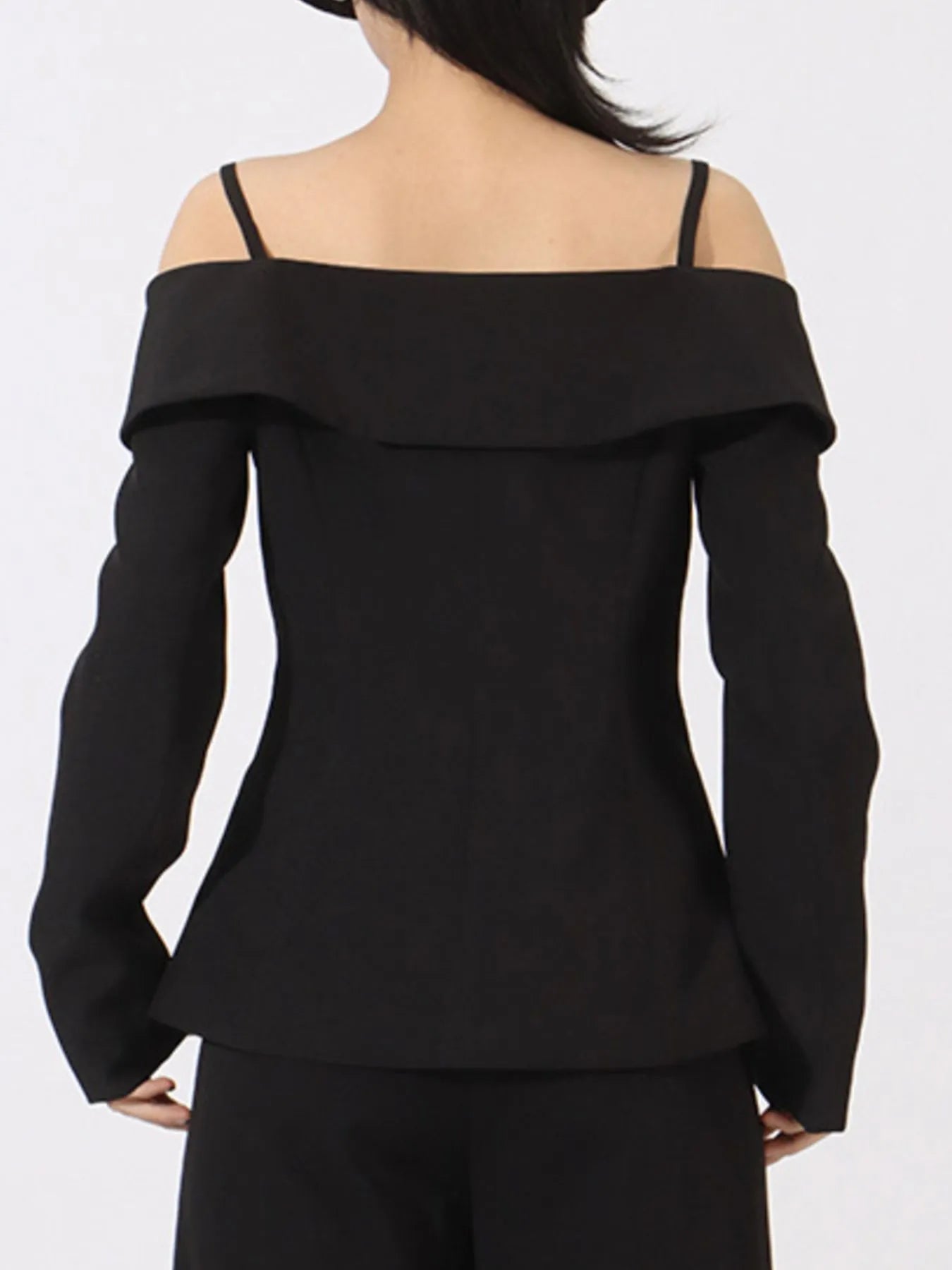 Vibrant Blazers Ruffled Cold Shoulder Long Sleeve Outerwear