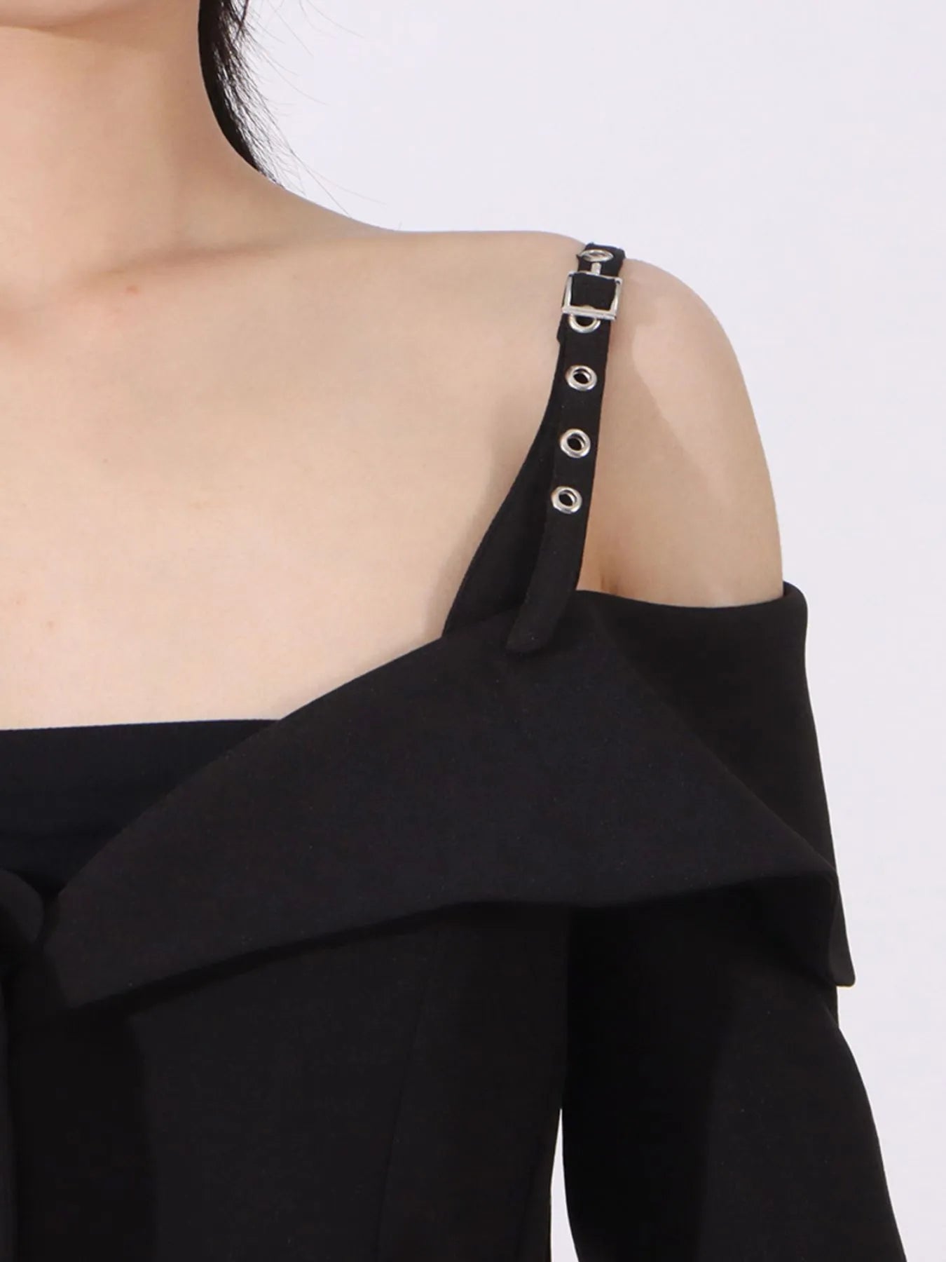 Vibrant Blazers Ruffled Cold Shoulder Long Sleeve Outerwear