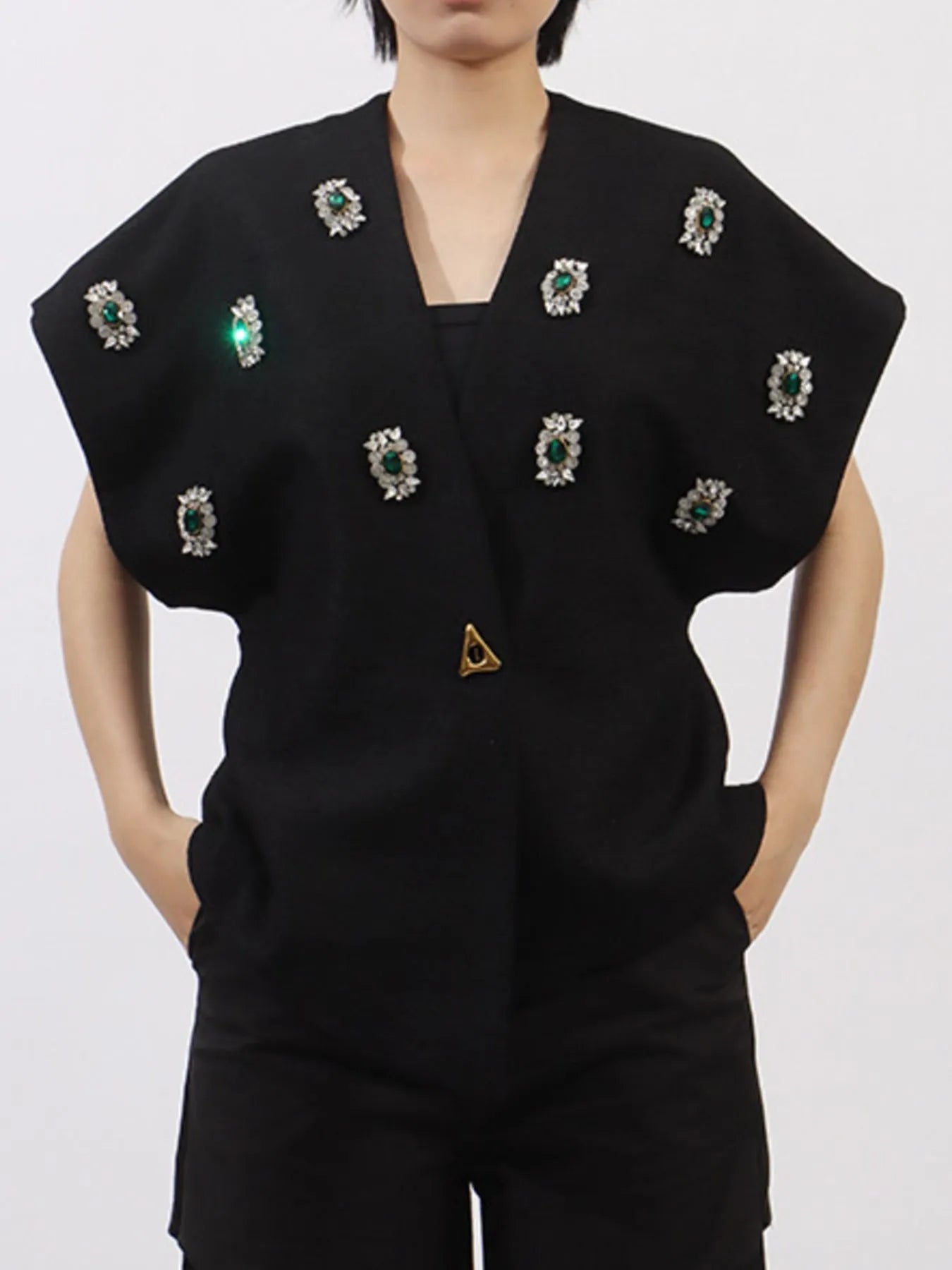 Vibrant Vests Plus Size Rhinestone Relaxed Fit Vest Coat