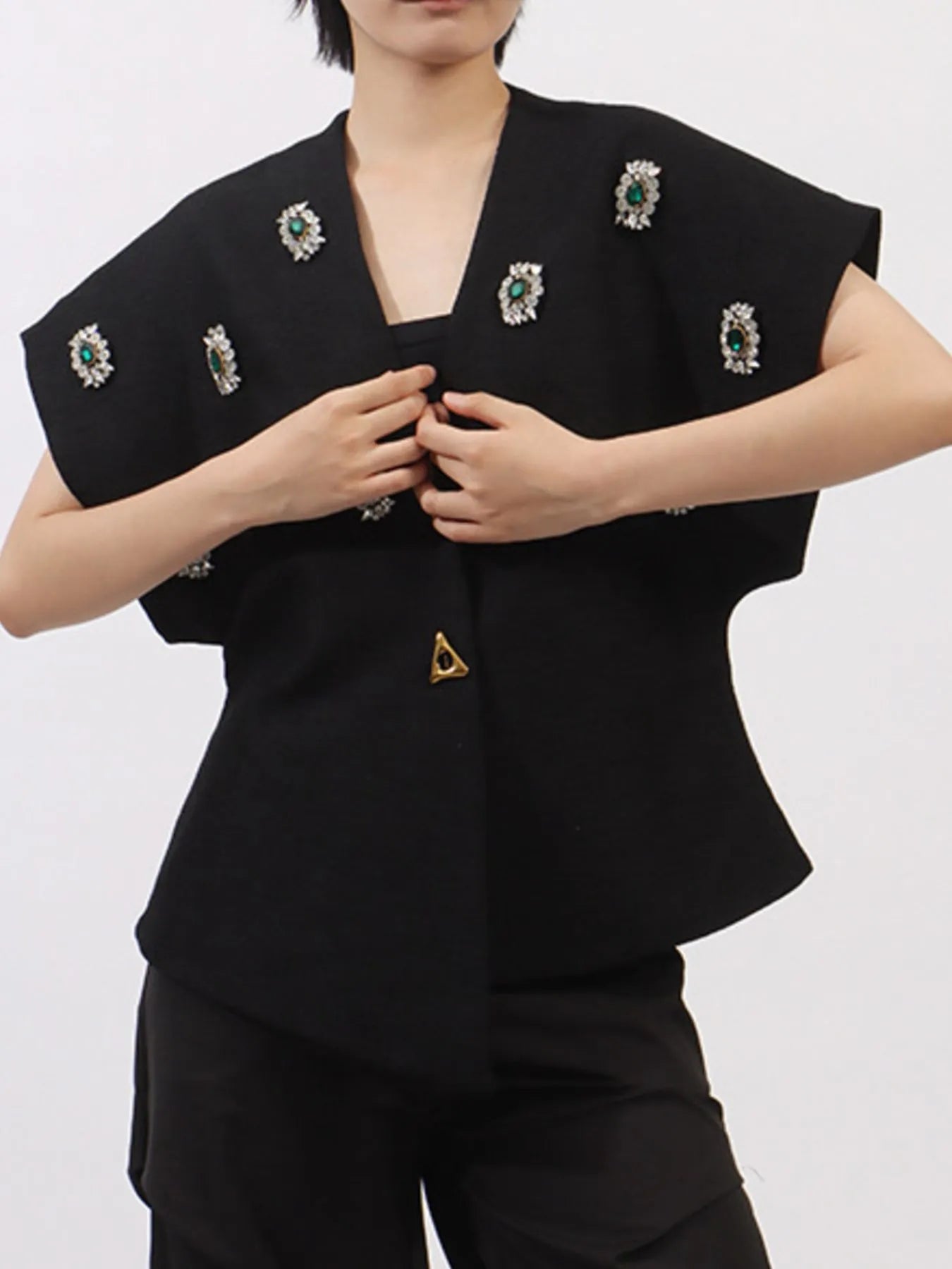 Vibrant Vests Plus Size Rhinestone Relaxed Fit Vest Coat