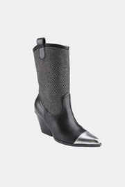 Weeboo Sneakers Black / 6.5 Weeboo Chunky Heel Rhinestone Western Cowboy Boots