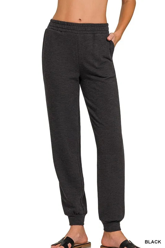 Zenana BLACK / S Zenana Cotton Slub Jogger Pants
