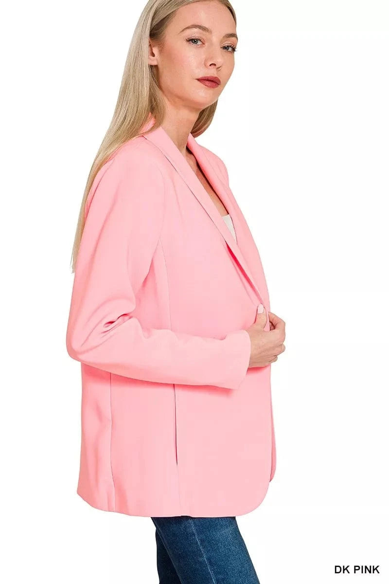 Zenana Blazers Zenana Woven Long Sleeve Blazer With Lining