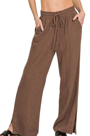 Zenana BROWN / S Zenana Linen Drawstring Pants