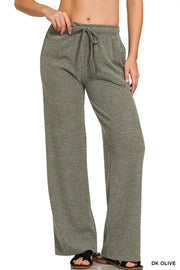 Zenana DK OLIVE / S Zenana Ribbed Drawstring Lounge Pants